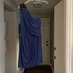 Blue one shoulder mini dress